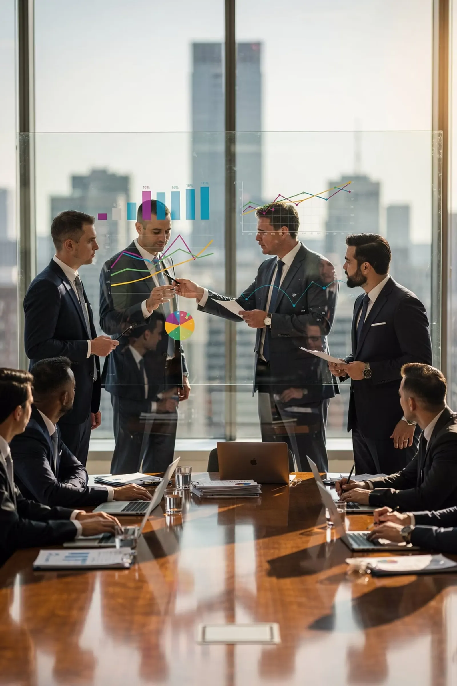 Executives reviewing compliance documents in a meeting